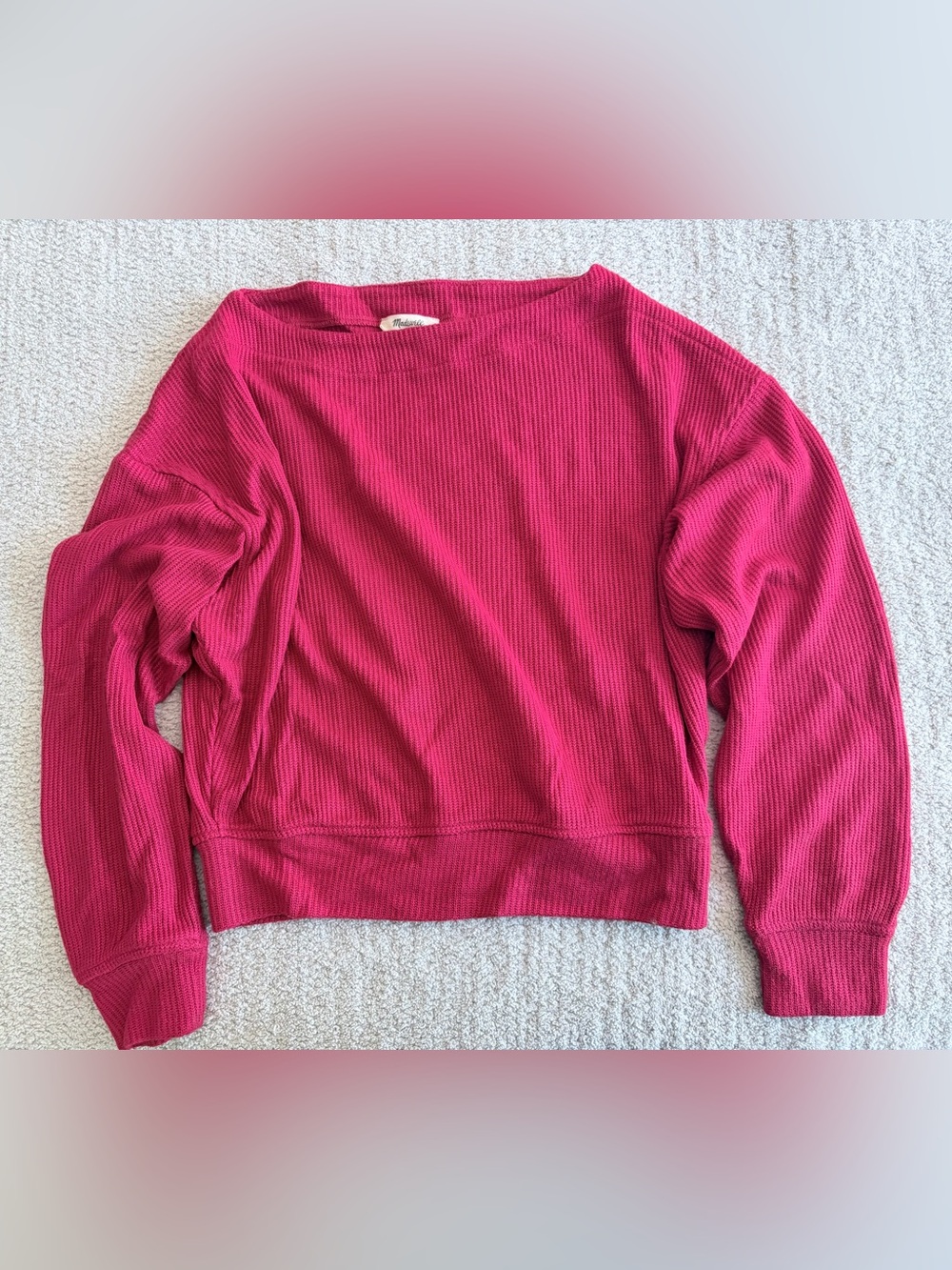 Madewell red crop knit top